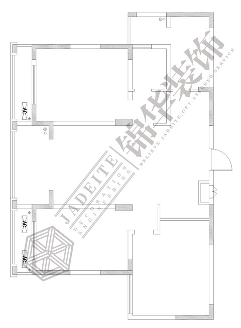 2009山庄7#02户型-装修设计方案-盐城锦华装饰_装装修 设计 本案设计师: 潘研 设计说明: 本户型实际面积95平方,本案定位为现代简约风格。本户型的流线较为简单、实用。餐厅、客厅、厨房,以流畅的线条,简单的块面来营造统一的空间氛围。由于餐厅不够整体,故将原和厨房相连的阳台改造为淋浴间,将原本摆放台盆处归划为餐厅,使房型整体更加合理。本案合理使用中性色调,大量使用镜面、壁纸、布艺窗帘等材料作为辅材,力求体现稳重,大气,却又不失品位,有令人眼前一亮的感觉。 原始结构图 平面方案一 平面方案二 参考效果图 本研发方案由锦华装饰盐城分公司提供,仅供参考,好的